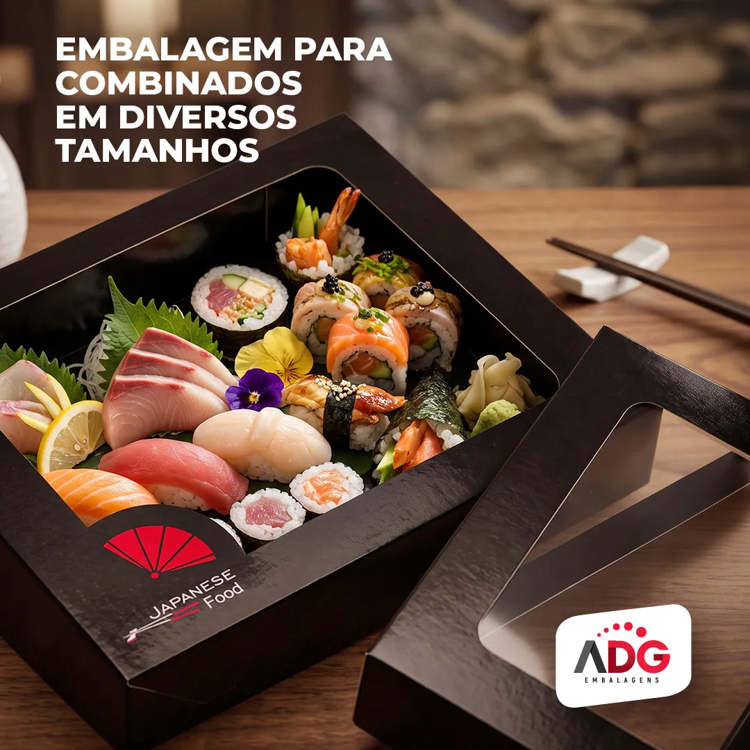 Embalagem para combinados em diversos tamanhos.