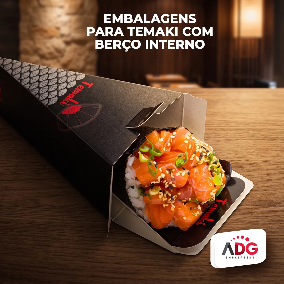Embalagem para temaki com berço interno.