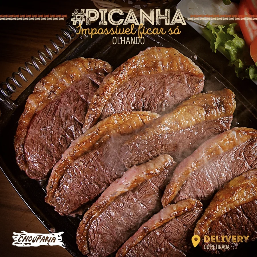 Post do Instagram “#Picanha: impossível ficar só olhando”, feito com a mesma fotografia.
