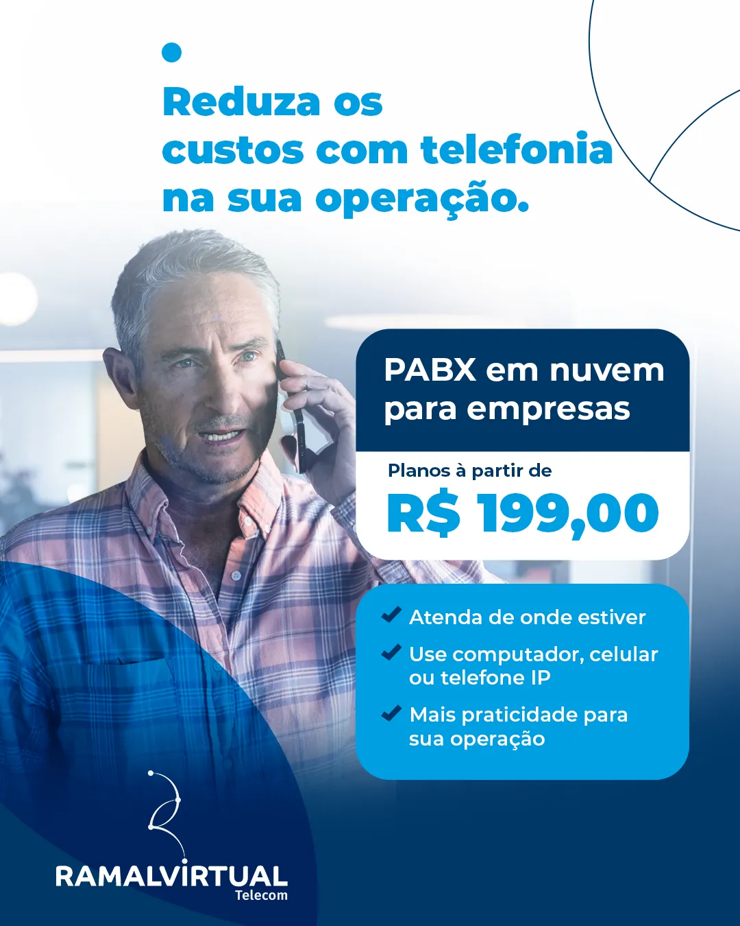 Anúncio “Reduza os custos com telefonia na sua operação”.
