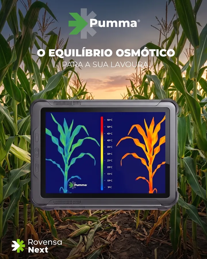 Carrossel Pumma: tablet com imagem térmica de milho.