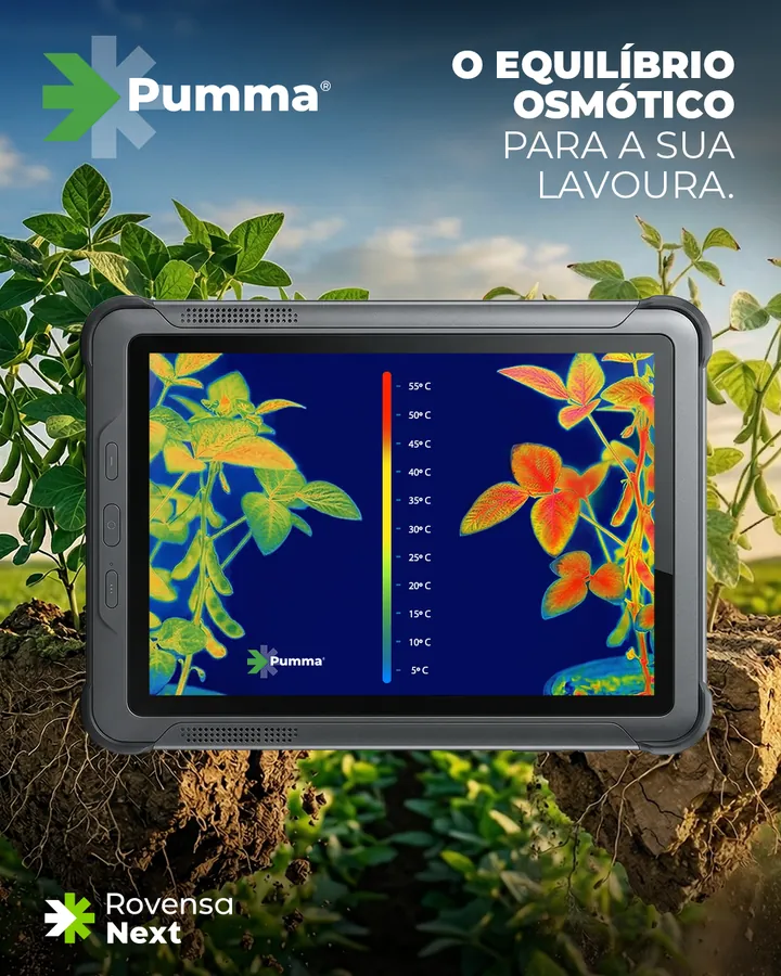 Carrossel Pumma: tablet com imagem térmica de soja.